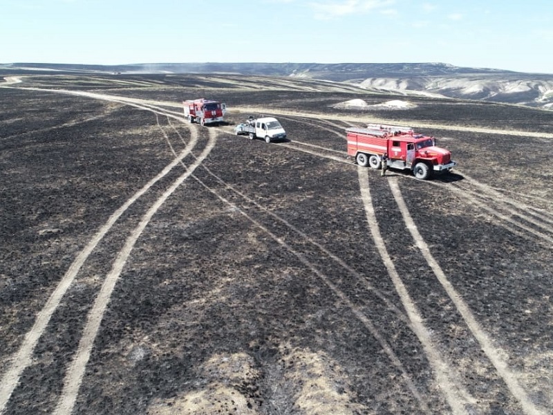 Полицейские помогают тушить пожары в Волгоградской области 