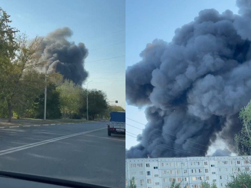 Рынок «Людмила» горит в Волжском