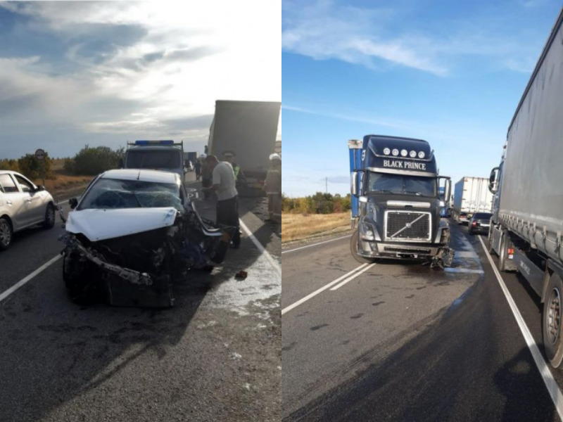 Четыре грузовика побросали Ford по трассе под Волгоградом: пожилые супруги в больнице