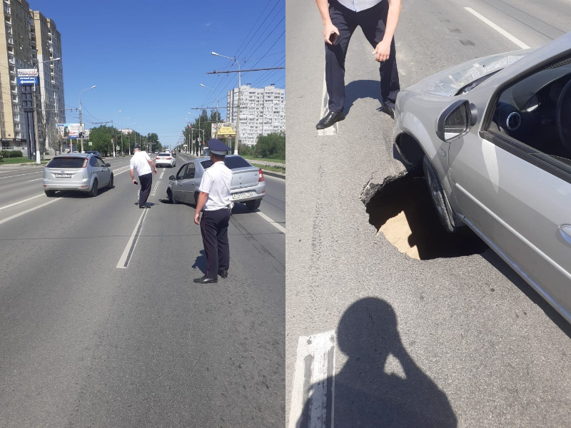 Полицейские перекрыли уходящую под землю дорогу на севере Волгограда